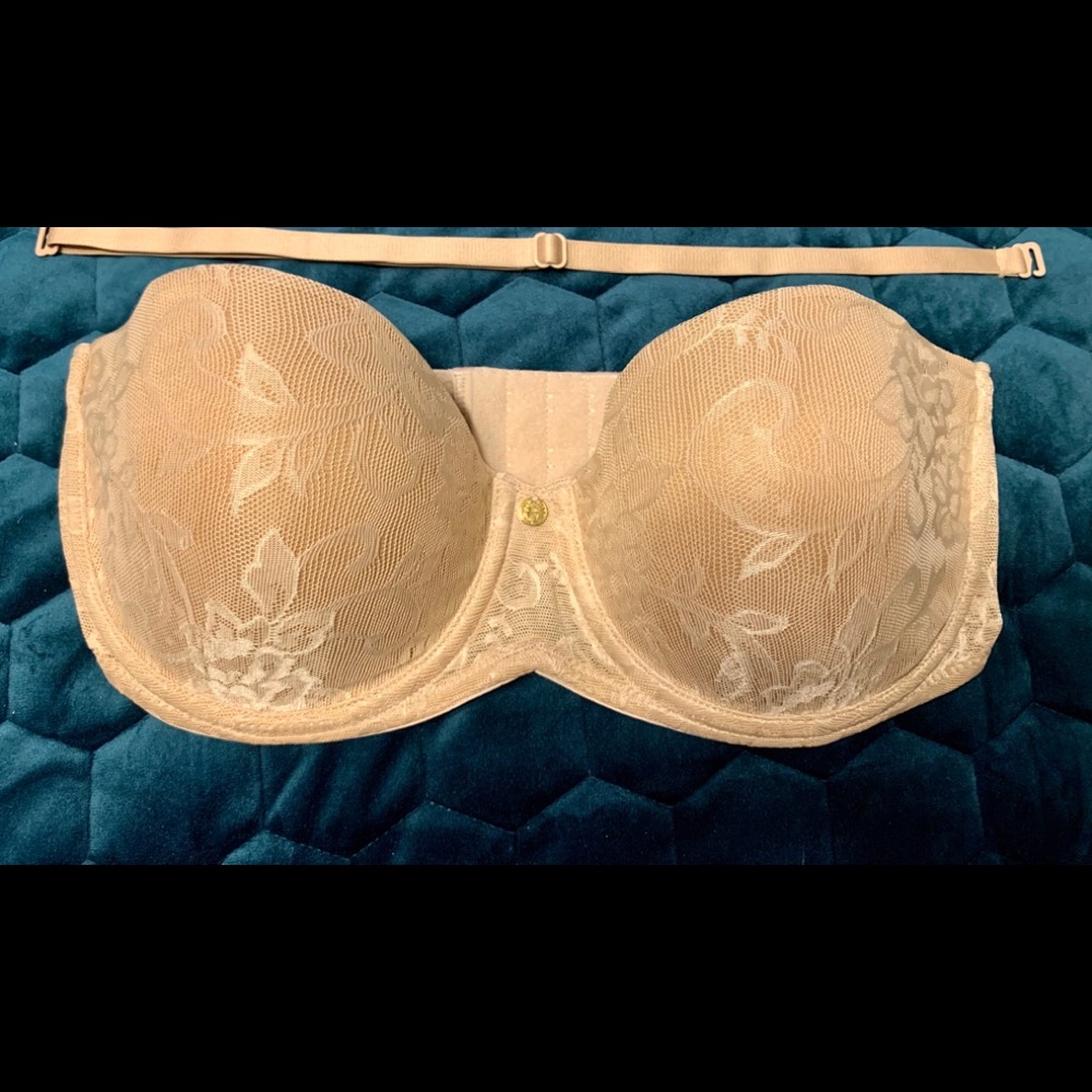 NWOT Natori Calais strapless bra Cafe/Nude 32D
